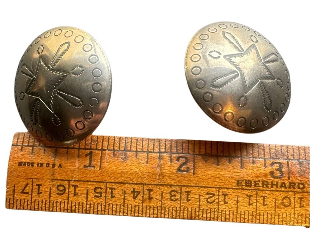 Native American Navajo Style Star Stamped Silver Concho Buttons -2